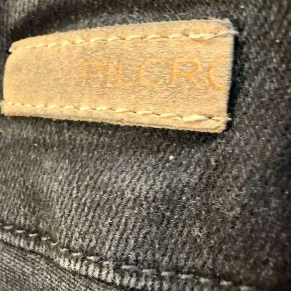 Pilcro Noir size 31 black stretch denim wide leg pants patch pockets - Picture 5 of 10